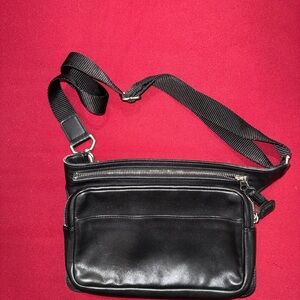 Coach Black Leather Belt Bag with Adjustable Strap